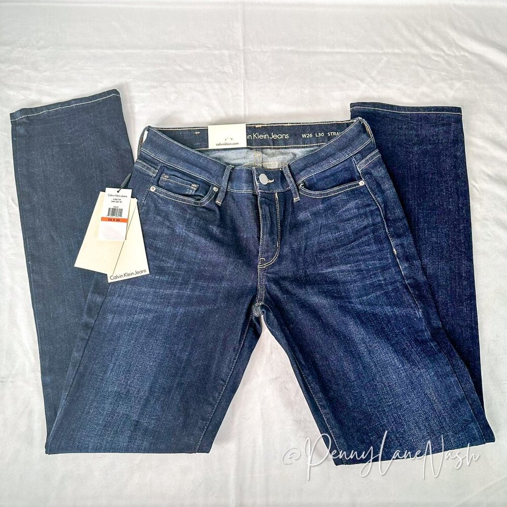 Calvin Klein Jeans Straight-Leg Jeans Dark Blue - Picture 2 of 12